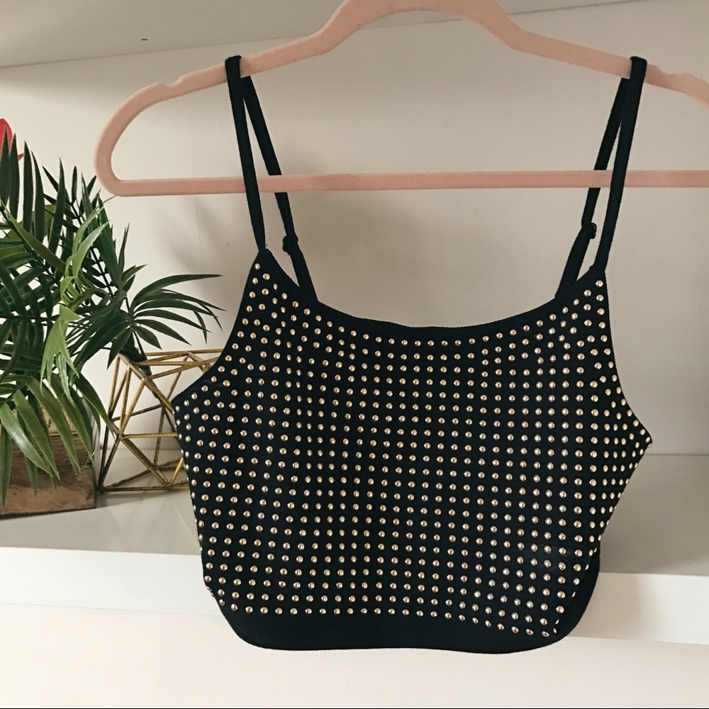 Studded black crop top♠️